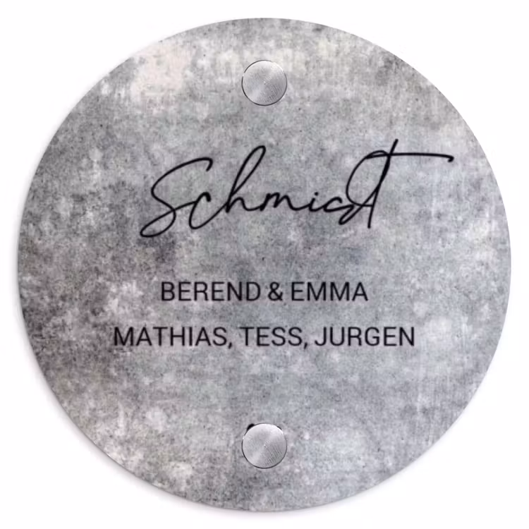 Beton - Sierlijk Naambord Rond klein -3d