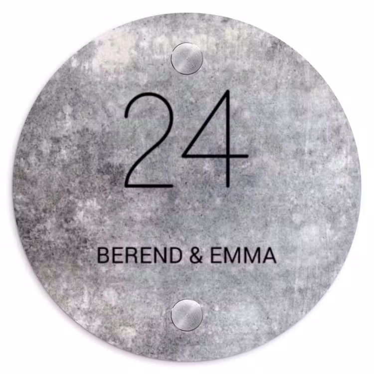 Beton - Klassiek Naambord Rond klein -3d