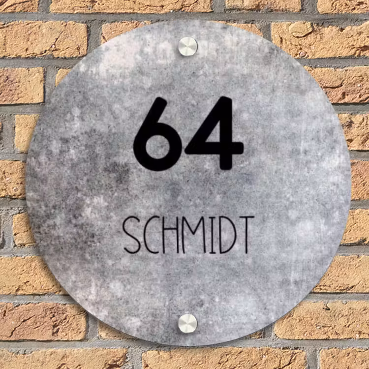 Beton - Modern Naambord Rond klein -sfeer1