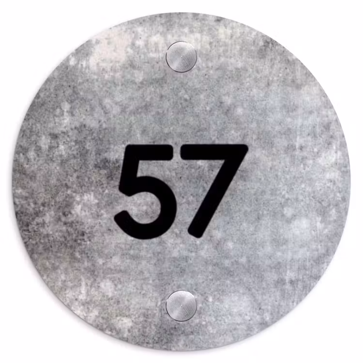 Beton - Traditioneel Naambord Rond klein -3d