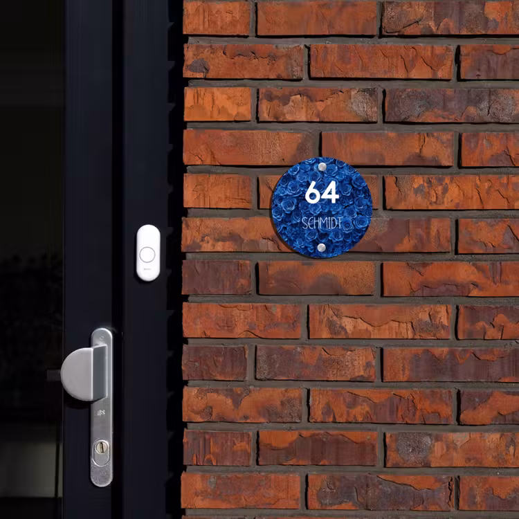 Blauwe rozen - Modern Naambord Rond klein -sfeer1-rond-XS