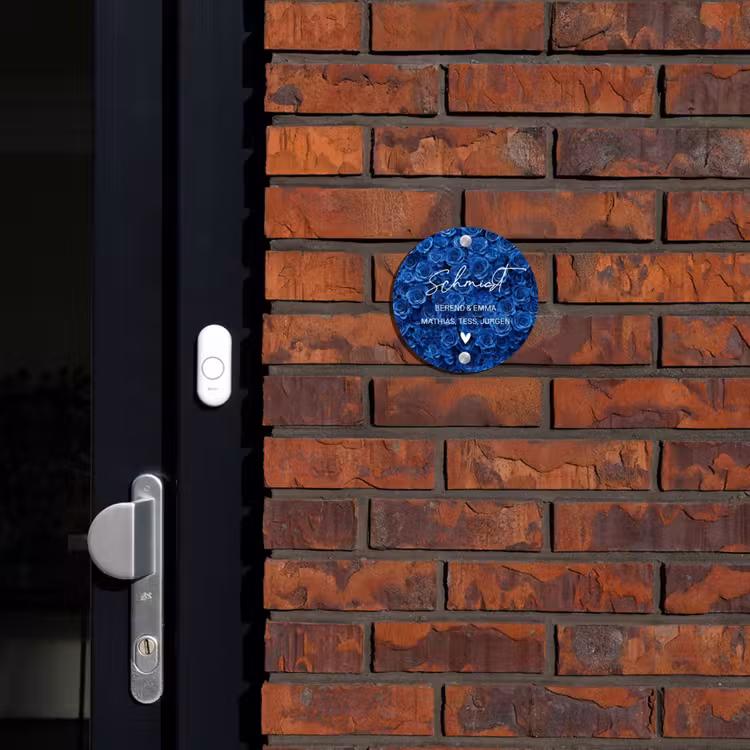 Blauwe rozen - Sierlijk Naambord Rond klein -sfeer1-rond-XS