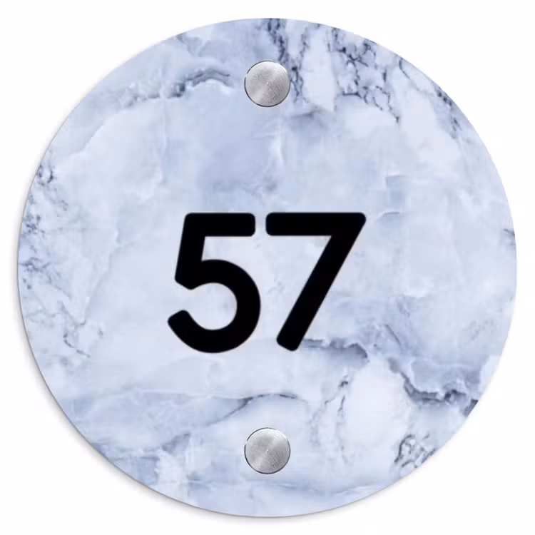 Blauw marmer - Traditioneel Naambord Rond klein -3d