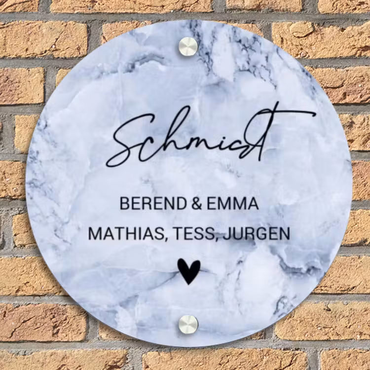 Blauw marmer - Sierlijk Naambord Rond klein -sfeer1