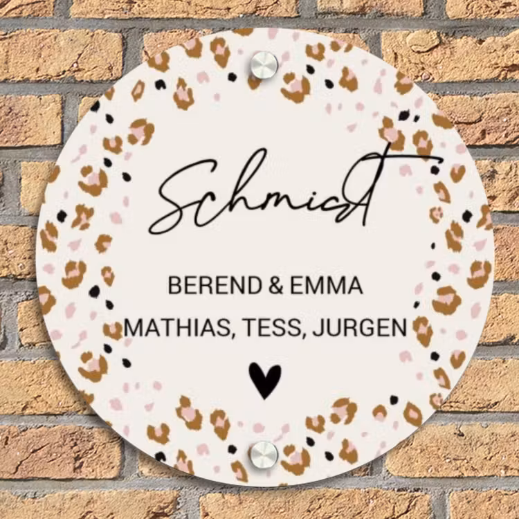Panterprint rand - Sierlijk Naambord Rond klein -sfeer1