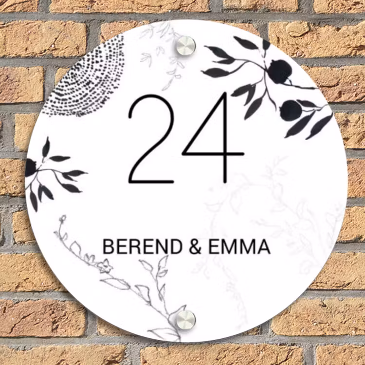 Botanisch - Klassiek Naambord Rond klein -sfeer1