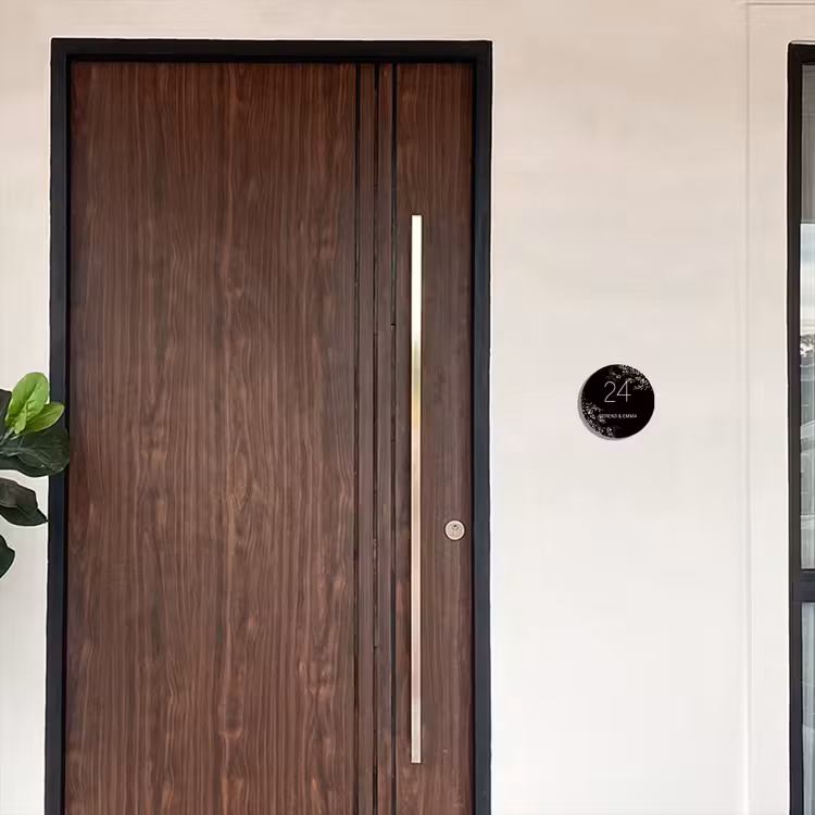 Botanisch - Zwart - Klassiek Naambord Rond klein -sfeer10-rond-XS