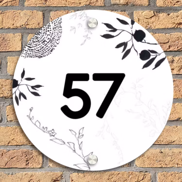 Botanisch - Traditioneel Naambord Rond klein -sfeer1