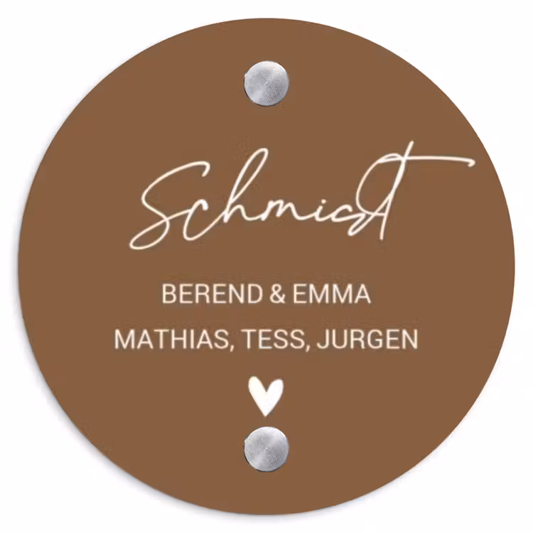 Bruin - Sierlijk Naambord Rond klein -3d
