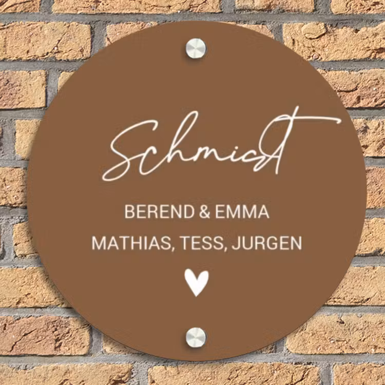 Bruin - Sierlijk Naambord Rond klein -sfeer1