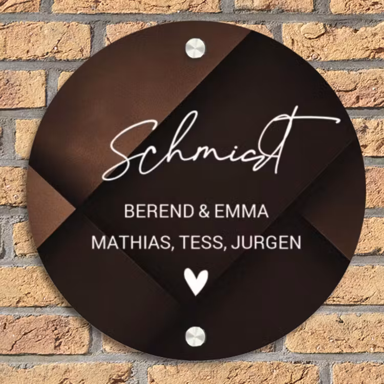 Bruine vlakken - Sierlijk Naambord Rond klein -sfeer1