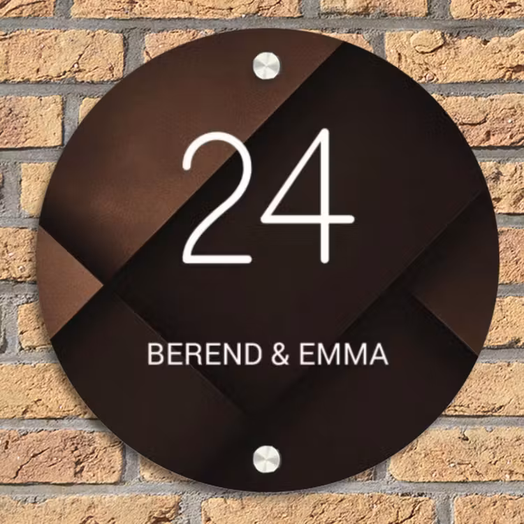 Bruine vlakken - Klassiek Naambord Rond klein -sfeer1
