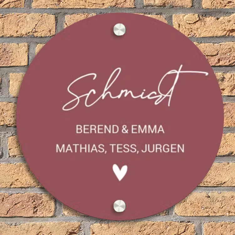 Donker oudroze - Sierlijk Naambord Rond klein -sfeer1