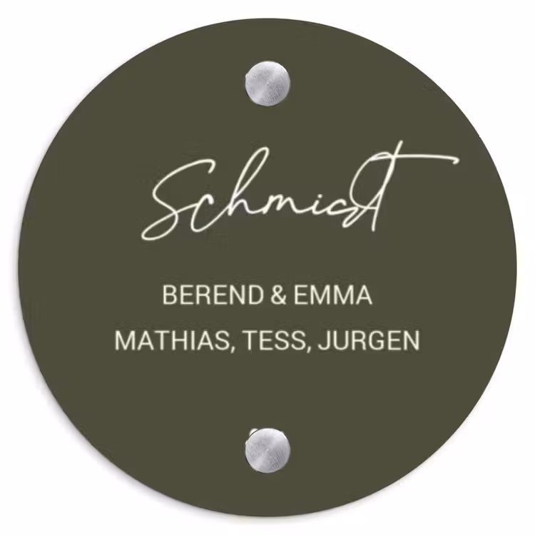 Donkergroen - Sierlijk Naambord Rond klein -3d