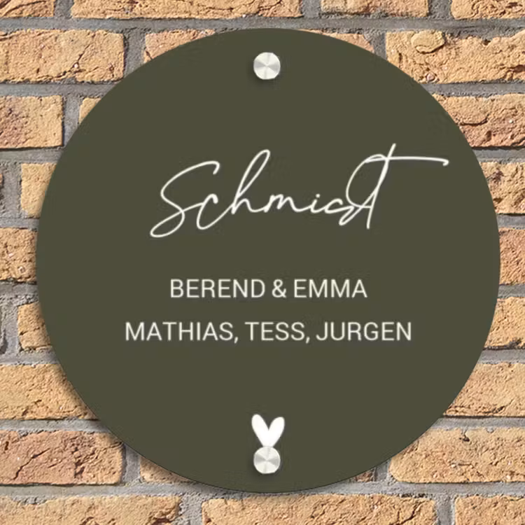 Donkergroen - Sierlijk Naambord Rond klein -sfeer1