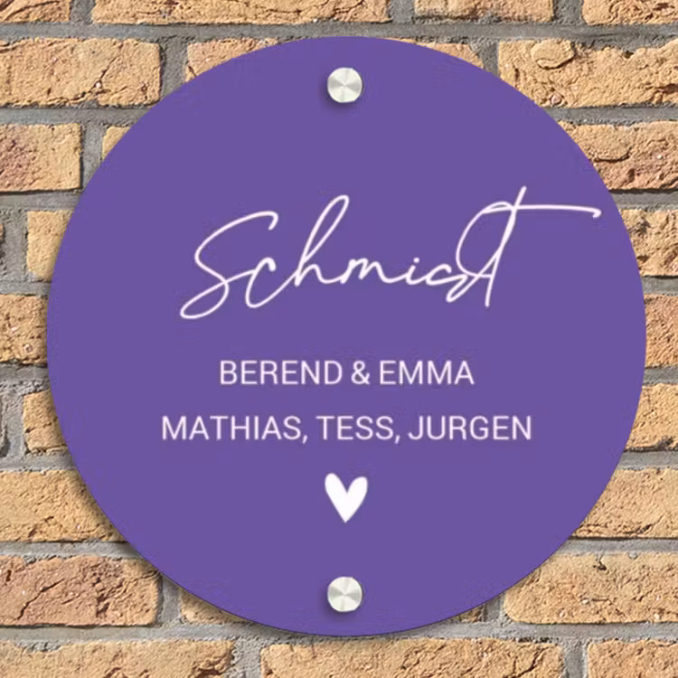 Donkerpaars - Sierlijk Naambord Rond klein -sfeer1