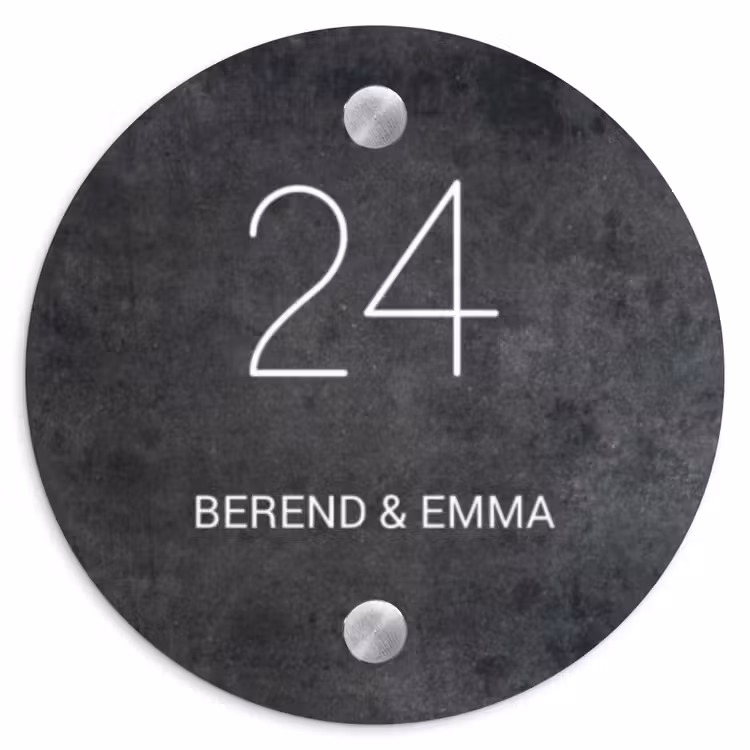Donker steen - Klassiek Naambord Rond klein -3d