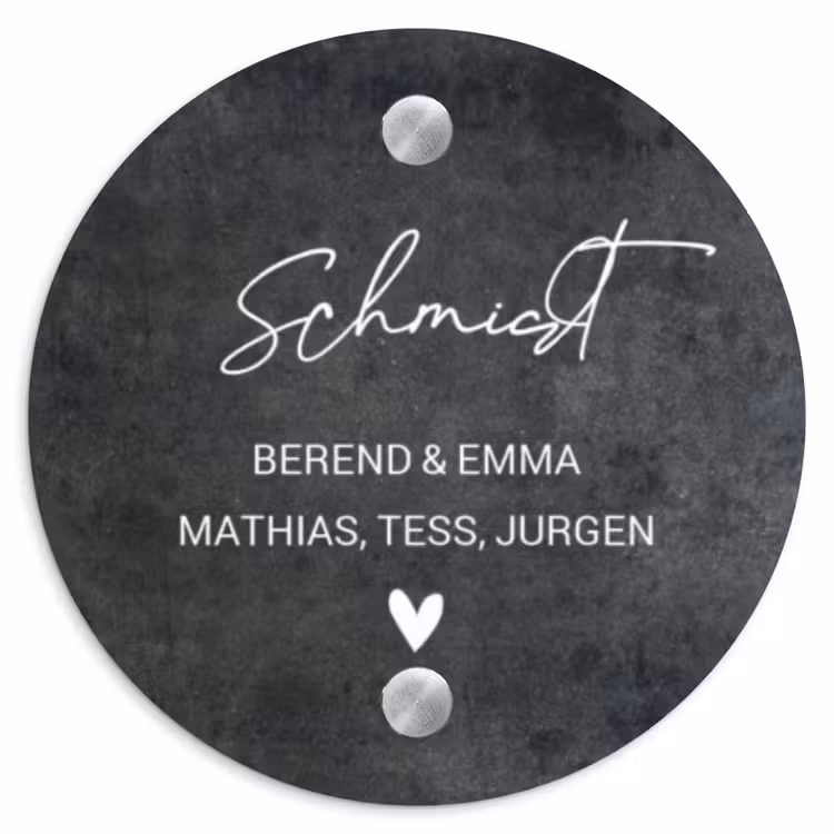 Donker steen - Sierlijk Naambord Rond klein -3d