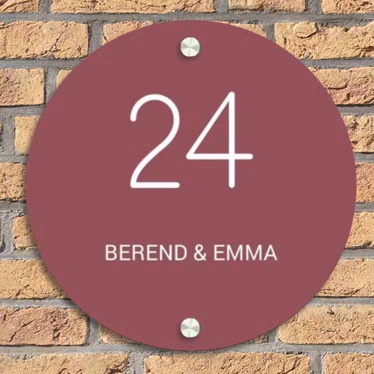 Donker oudroze - Klassiek Naambord Rond klein -sfeer1