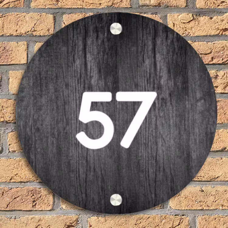 Donker hout - Traditioneel Naambord Rond klein -sfeer1