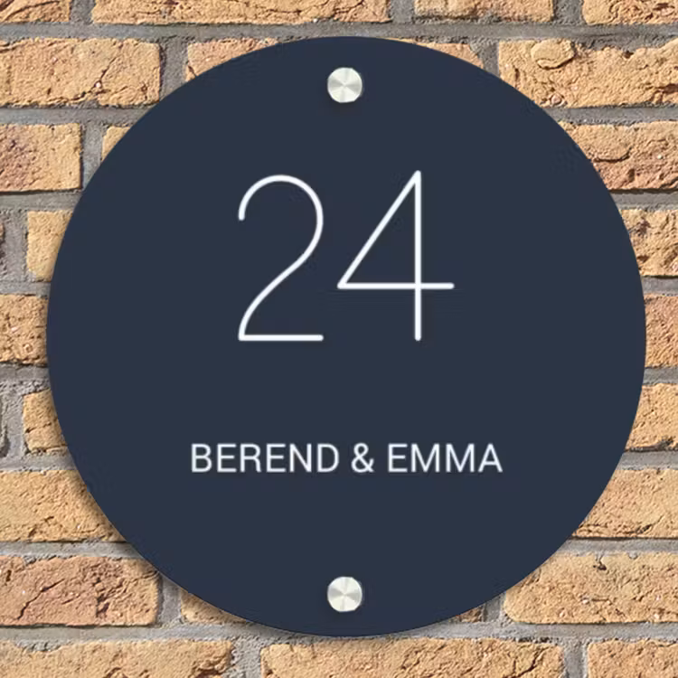Effen blauw - Klassiek Naambord Rond klein -sfeer1
