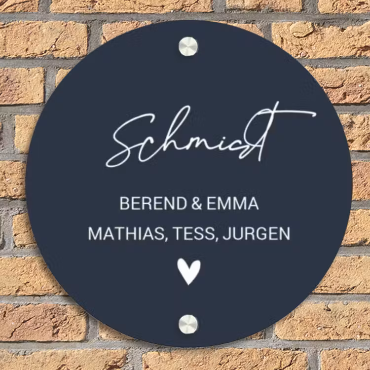 Effen blauw - Sierlijk Naambord Rond klein -sfeer1