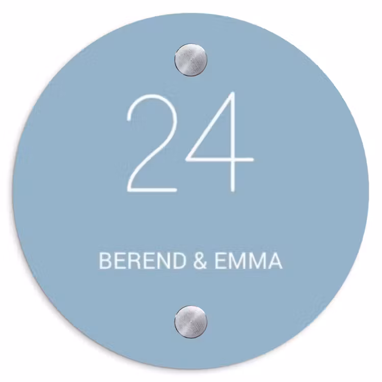 Effen - Lichtblauw - Klassiek Naambord Rond klein -3d
