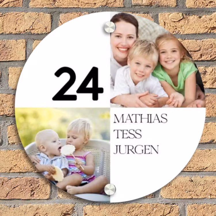 Familieportret strak - Klassiek Naambord Rond klein -sfeer1