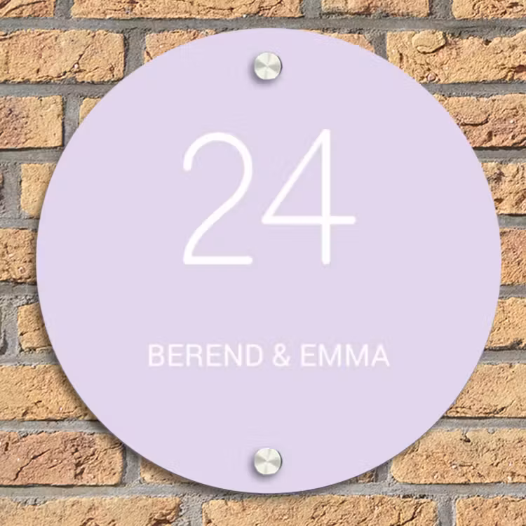 Lila - Klassiek Naambord Rond klein -sfeer1