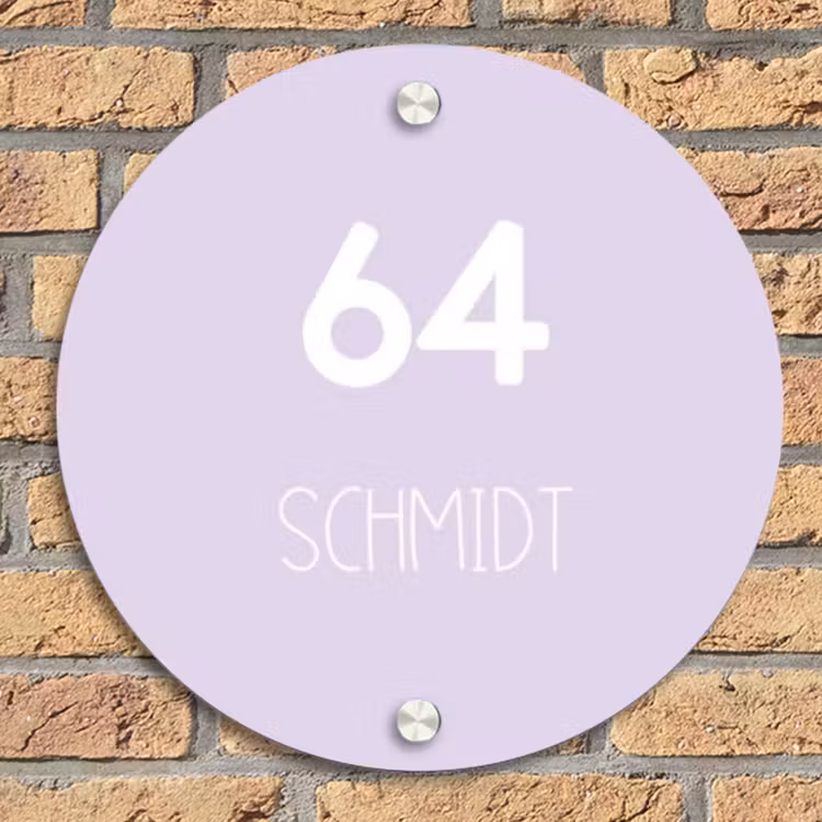 Lila - Modern Naambord Rond klein -sfeer1