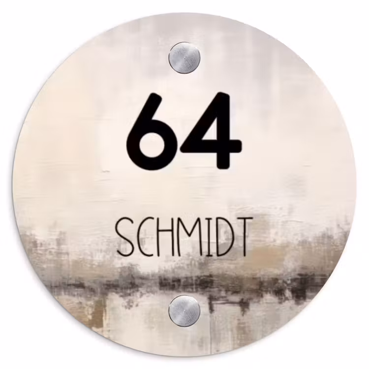 Geschilderd - Modern Naambord Rond klein -3d