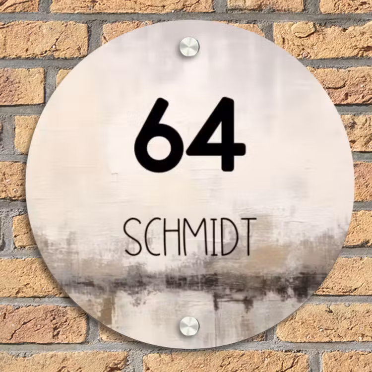 Geschilderd - Modern Naambord Rond klein -sfeer1