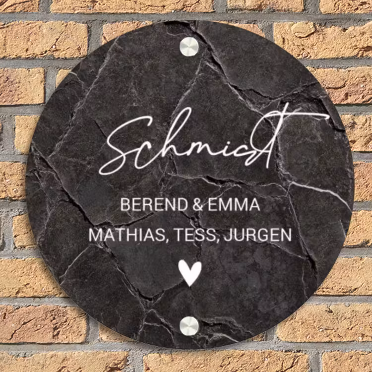 Gebarsten steen - Sierlijk Naambord Rond klein -sfeer1