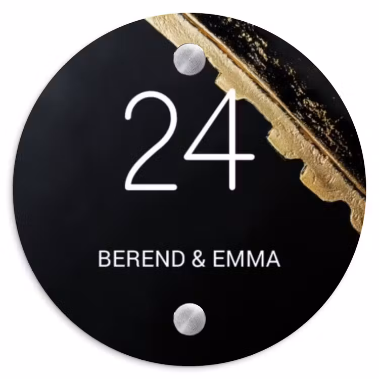 Gouden hoek - Klassiek Naambord Rond klein -3d