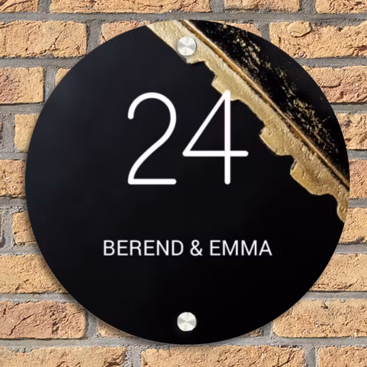Gouden hoek - Klassiek Naambord Rond klein -sfeer1