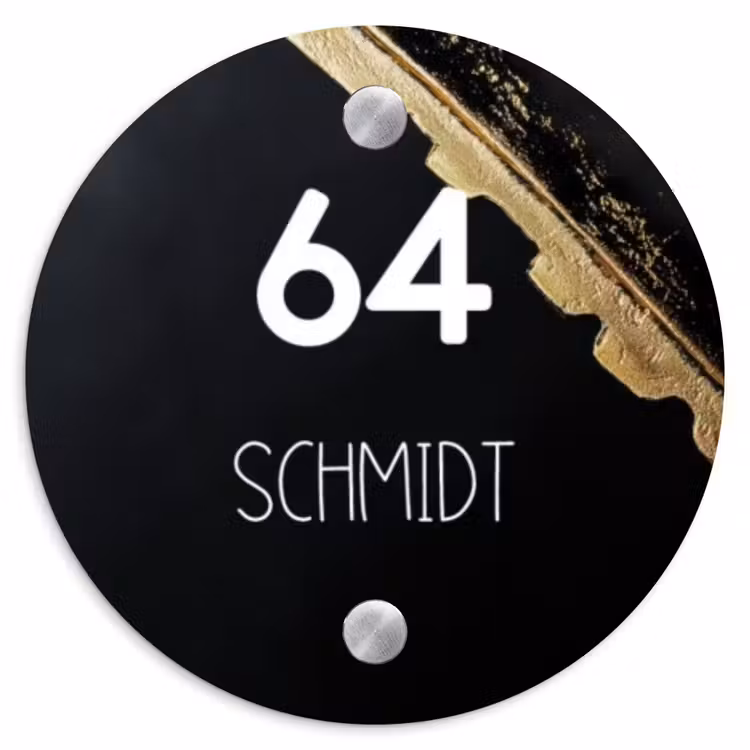 Gouden hoek - Modern Naambord Rond klein -3d