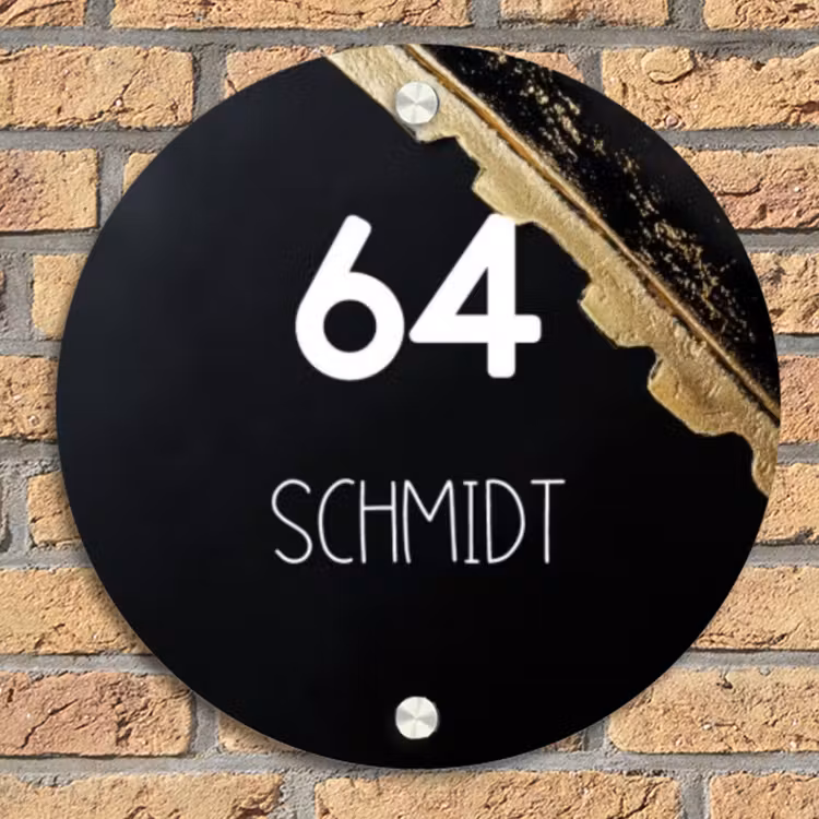 Gouden hoek - Modern Naambord Rond klein -sfeer1