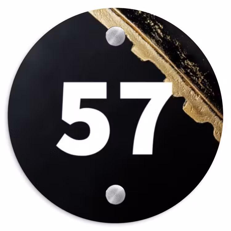 Gouden hoek - Traditioneel Naambord Rond klein -3d
