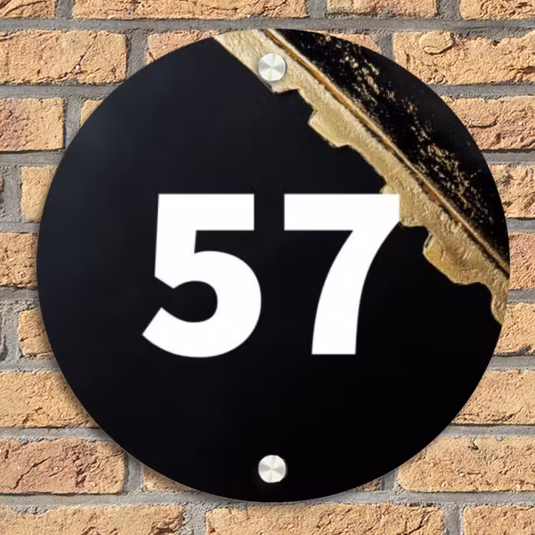 Gouden hoek - Traditioneel Naambord Rond klein -sfeer1