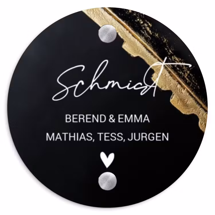 Gouden hoek - Sierlijk Naambord Rond klein -3d