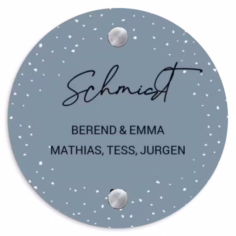 Grijsgroen met stippen - Sierlijk Naambord Rond klein -3d