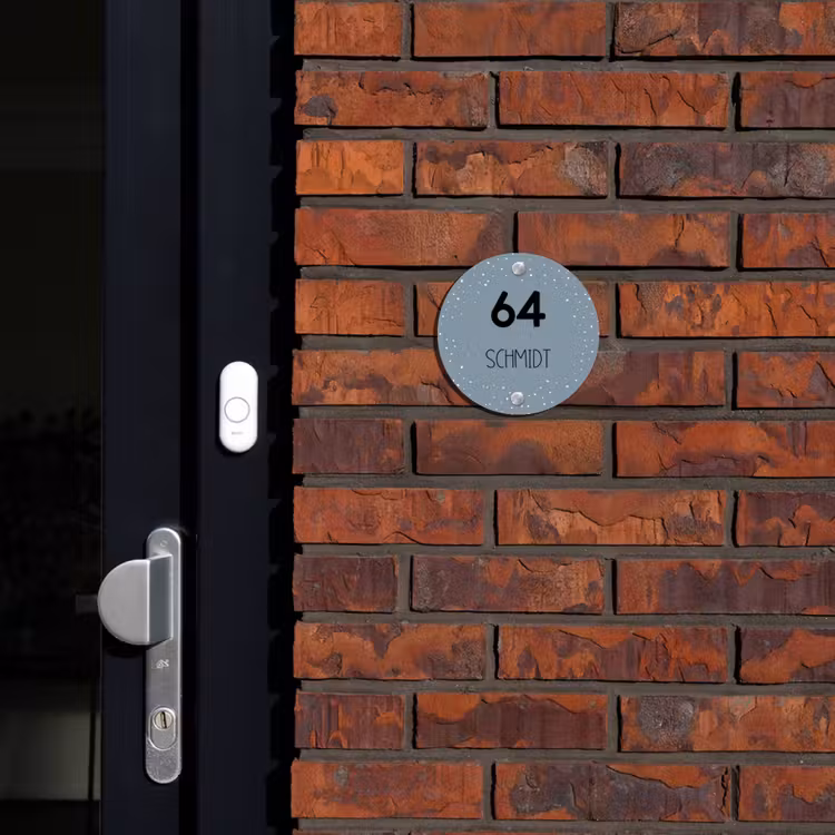 Grijsgroen met stippen - Modern Naambord Rond klein -sfeer1-rond-XS