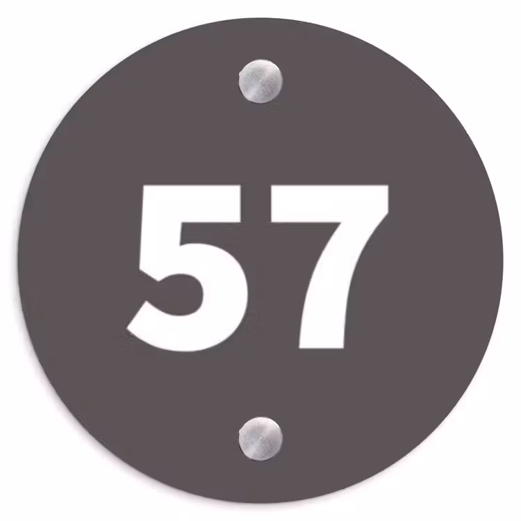 Grijs - Traditioneel Naambord Rond klein -3d