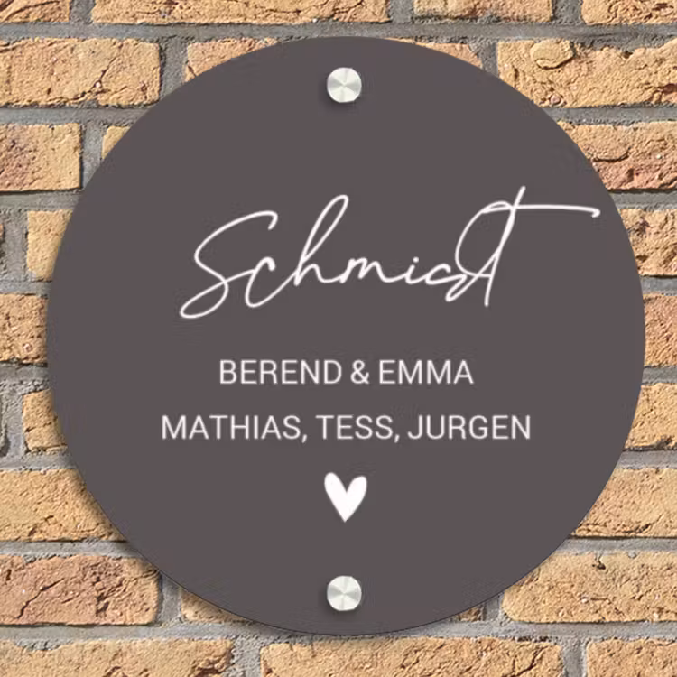 Grijs - Sierlijk Naambord Rond klein -sfeer1