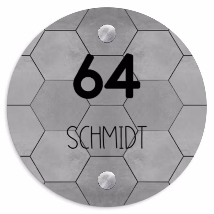 Grijze tegels - Modern Naambord Rond klein -3d