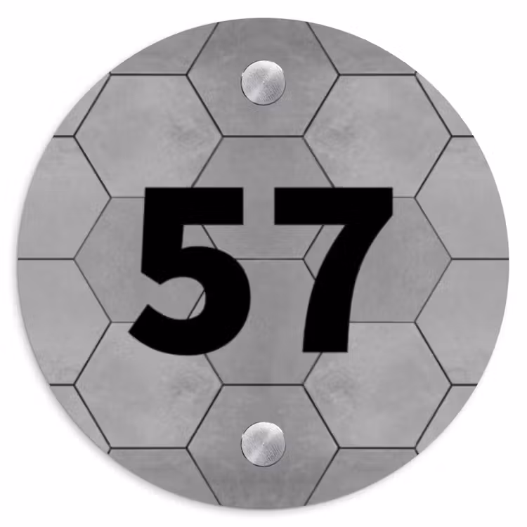 Grijze tegels - Traditioneel Naambord Rond klein -3d