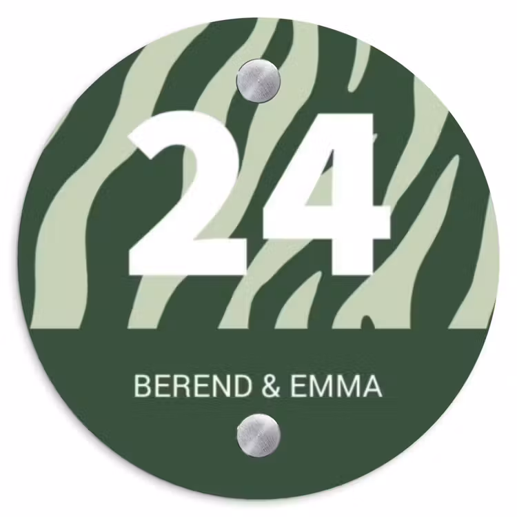 Groen zebra - Klassiek Naambord Rond klein -3d