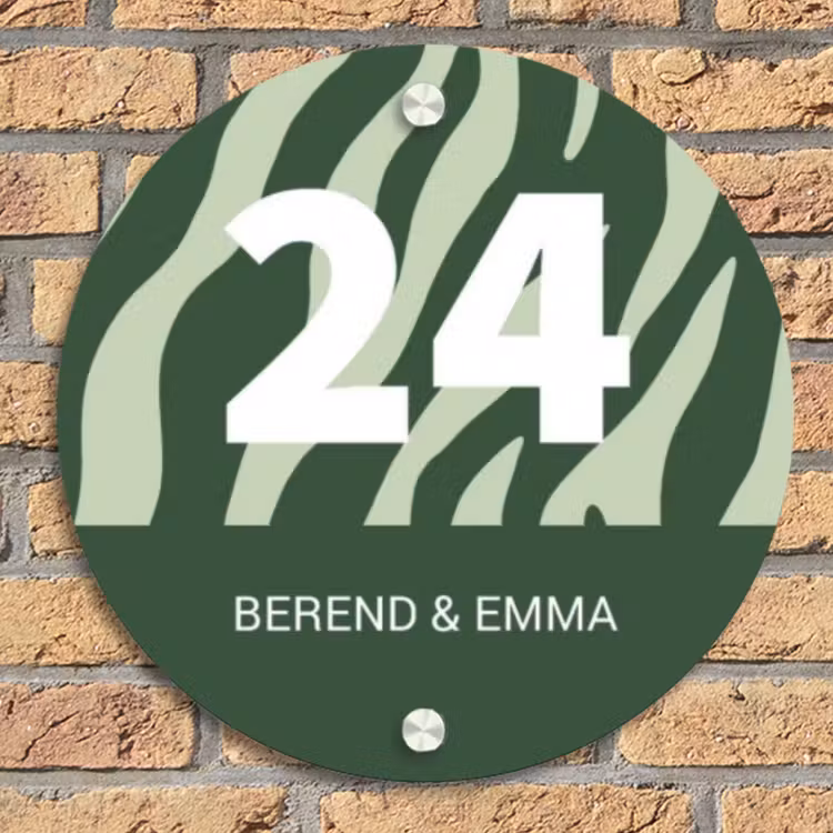 Groen zebra - Klassiek Naambord Rond klein -sfeer1
