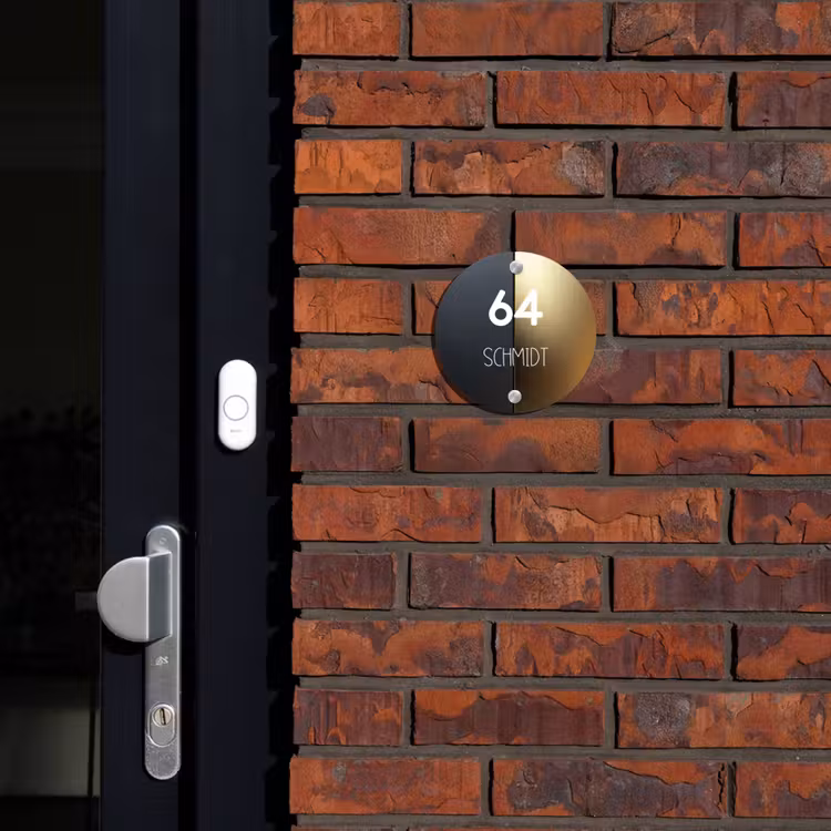 Half goud zwart - Modern Naambord Rond klein -sfeer1-rond-XS