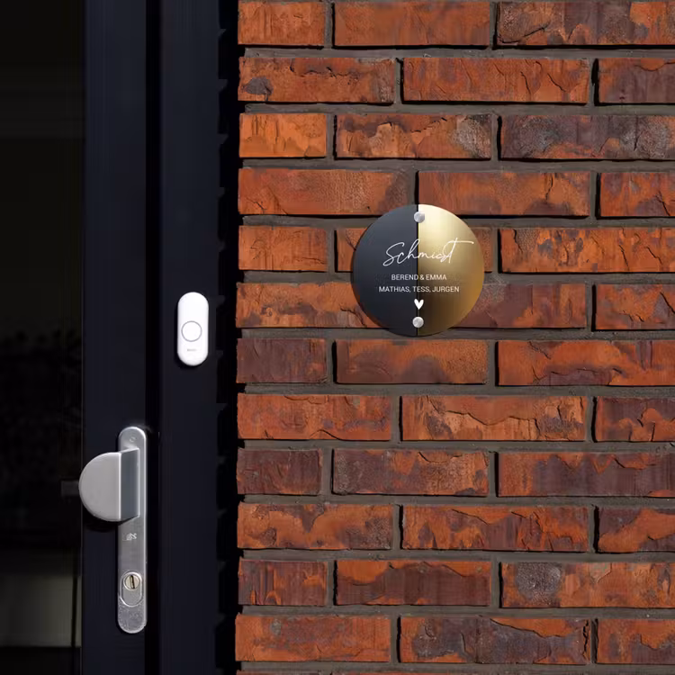 Half goud zwart - Sierlijk Naambord Rond klein -sfeer1-rond-XS